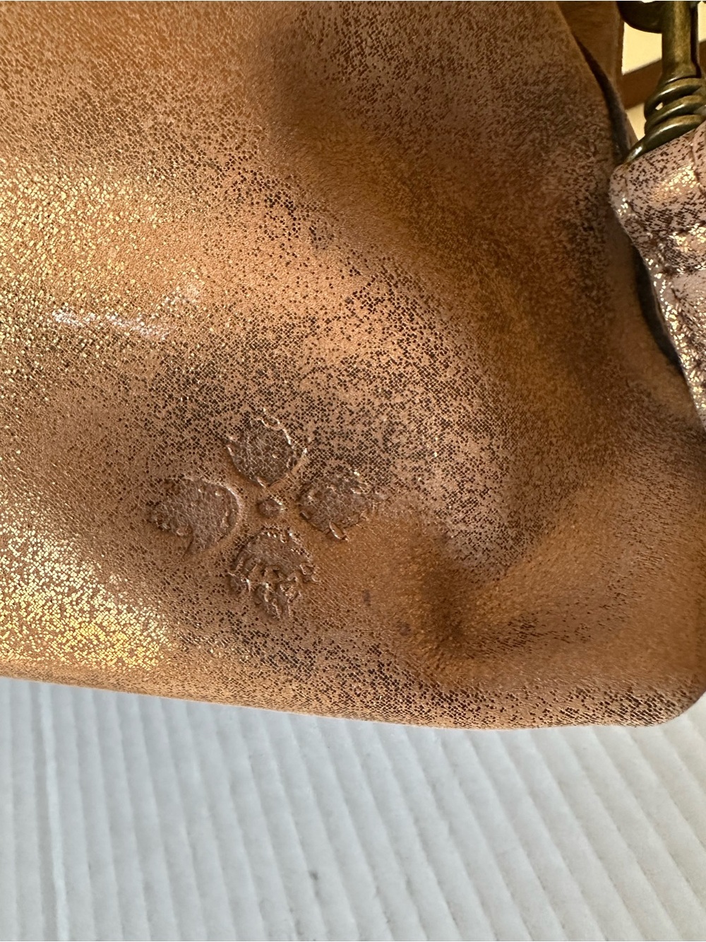Patricia Nash Leather Braided Clutch CutOut Satchel Crossbody Strap Bronze Brown - Picture 3 of 11